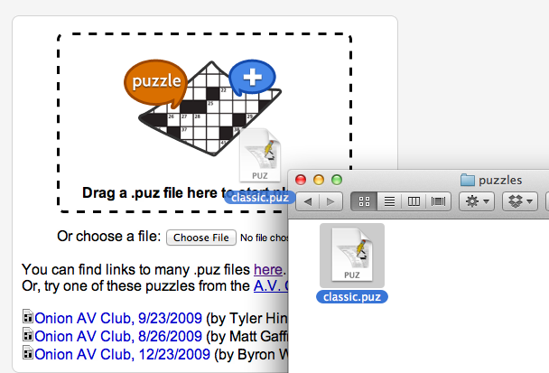 Dragging a puz file into Puzzle+